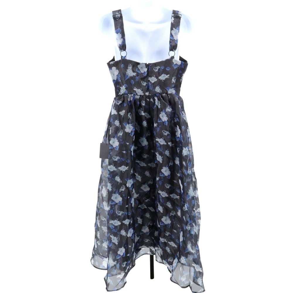 NWT Lulus Delightful Look Midi Dress Floral Organza Sweetheart Blue Black M - Picture 3 of 10